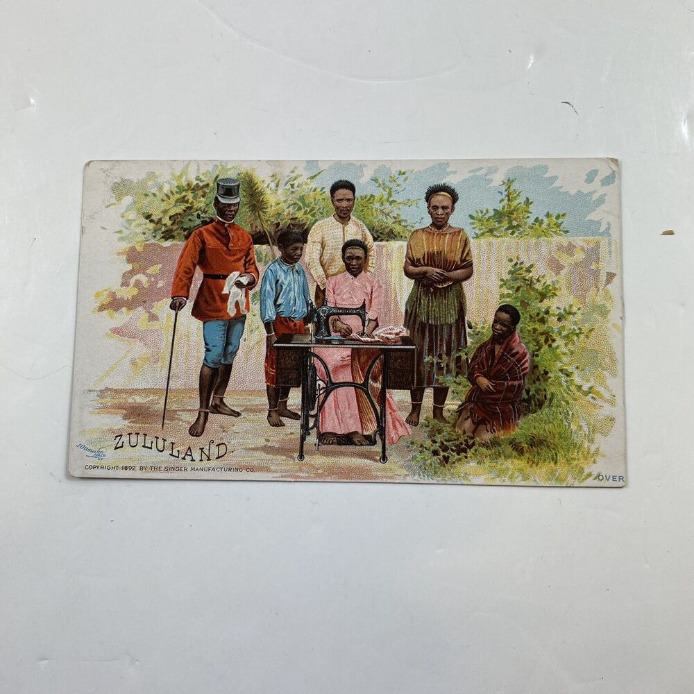 Vintage Trade Card - The Singer Manufacturing Co. - ZULULAND - Copyright 1892
